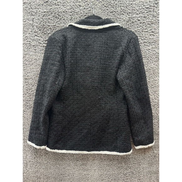 NWT Aqua Double Breasted Tweed‎ Tipped Trim Blazer Black Womens Size S - Picture 2 of 12